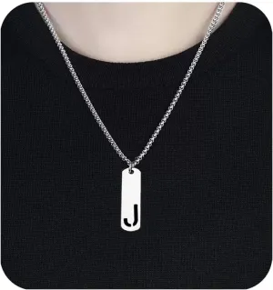    , Silver Initial Pendant Necklaces for Men Gifts for Boyfriend Him Teenage Brother Jewelry