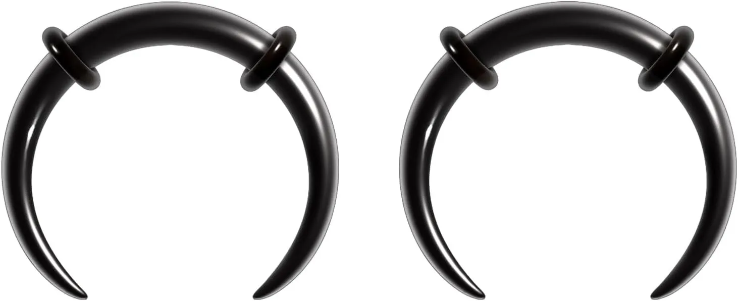 14G 16G 2Pcs Stainless Steel Pincher Septum Rings Tapers Ear Rings Crescent Tapers C Shape Buffalo Horseshoes Nose Rings O-Rings Hoops Body Piercing Jewelry Women Men