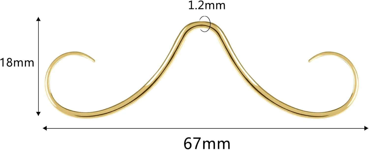 14G 16G Mustache Septum Ring 316L Surgical Steel Septum Mustache Nose Ring Piercing Jewelry Septum Piercing Hanger Black Gold Silver Rainbow Halloween Christmas