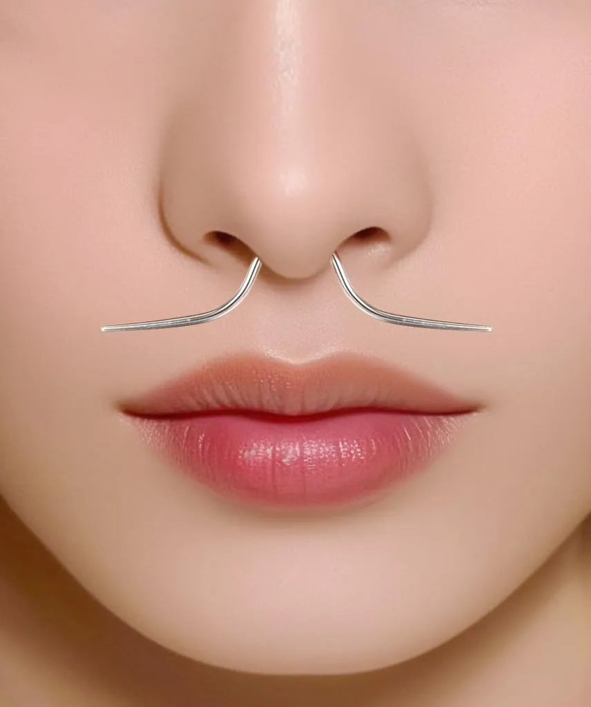 14G 16G Mustache Septum Ring 316L Surgical Steel Septum Mustache Nose Ring Piercing Jewelry Septum Piercing Hanger Black Gold Silver Rainbow Halloween Christmas
