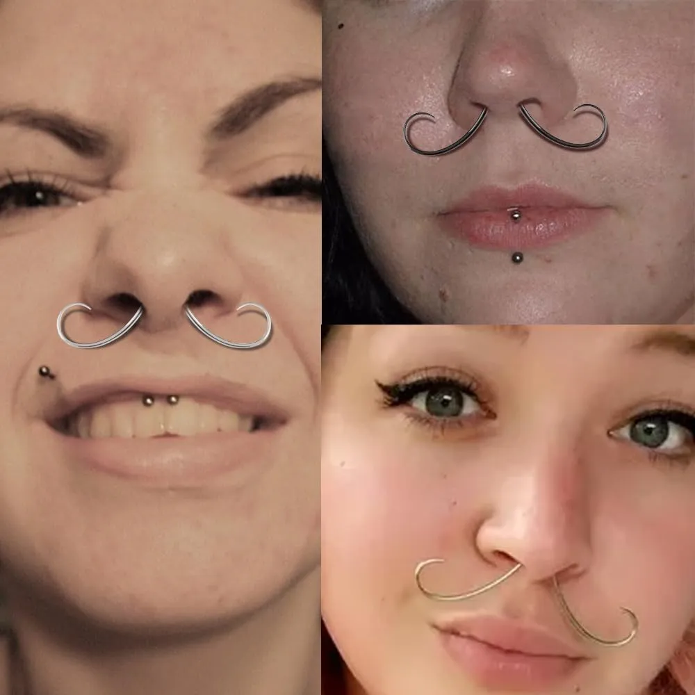 14G/16G Mustache Septum Ring, 316L Surgical Steel Septum Mustache Nose Ring Piercing Jewelry, Septum Piercing Hanger