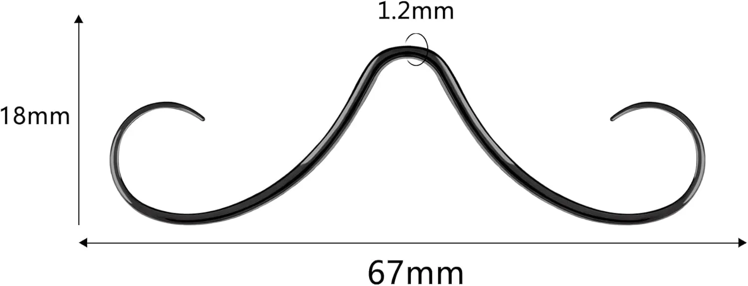 14G/16G Mustache Septum Ring, 316L Surgical Steel Septum Mustache Nose Ring Piercing Jewelry, Septum Piercing Hanger