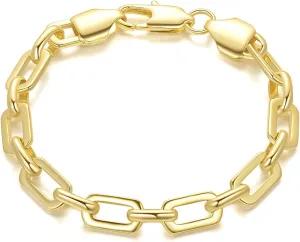 14K Gold Bracelets for Women Paperclip Design Gold Chain Bracelet Five Sizes (6.5-9 Inches) Layering Gifts for Men & Women