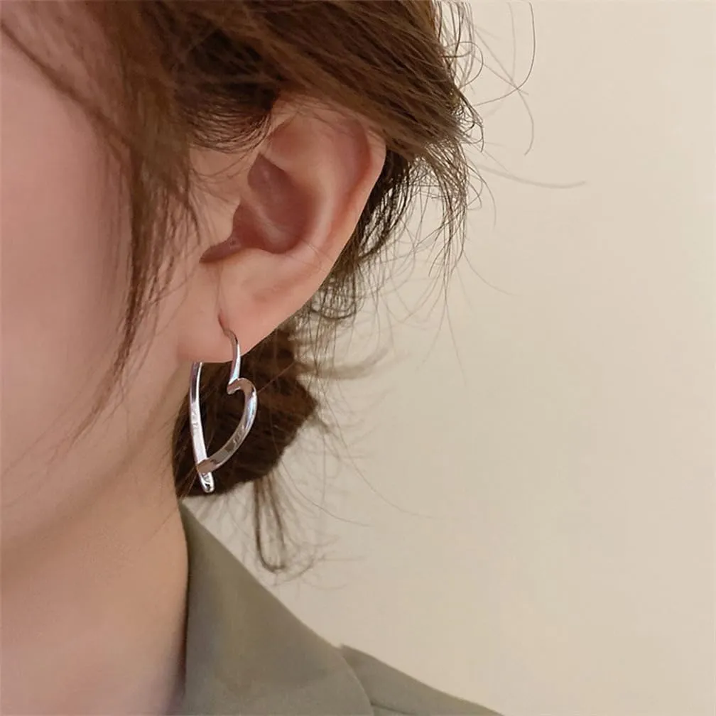 14k Gold Heart Hoop Earrings for Women Fashion Y2k Large Hollow Love Dangle Statement Earring Prom Party Formal Heart Earrings Trendy Silver Love Jewelry