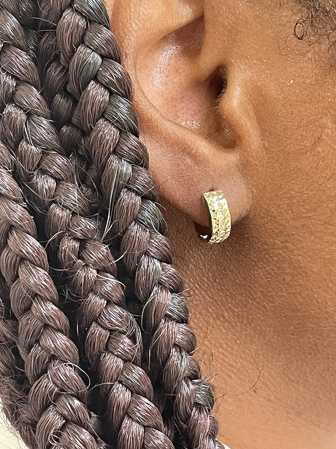 14K Gold Huggie Hoop Earrings (5mm Wide Huggie), Real 14k Gold Hoops
