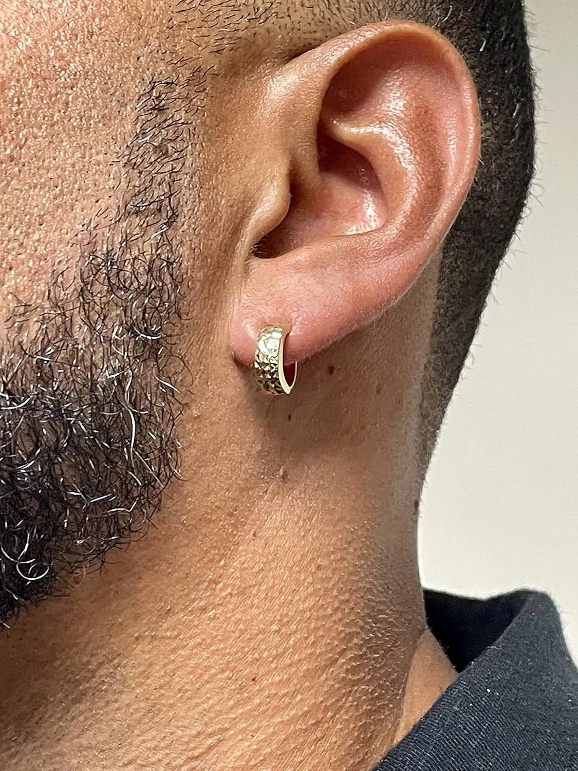 14K Gold Huggie Hoop Earrings (5mm Wide Huggie), Real 14k Gold Hoops