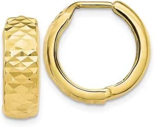 14K Gold Huggie Hoop Earrings (5mm Wide Huggie), Real 14k Gold Hoops