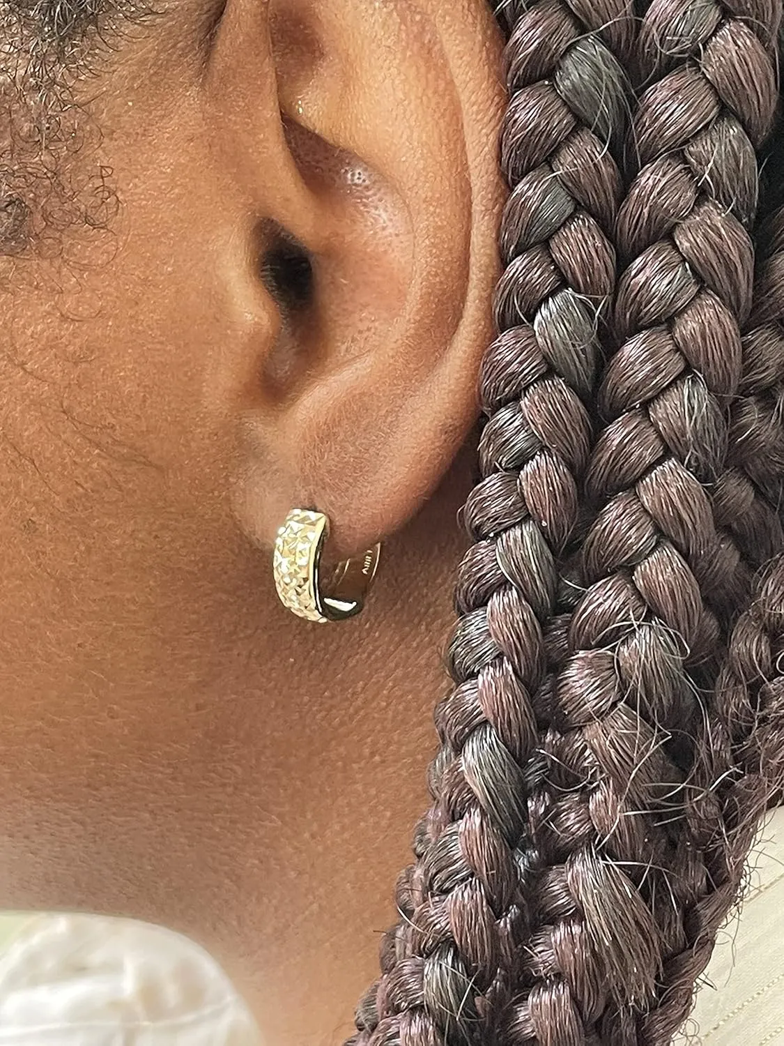 14K Gold Huggie Hoop Earrings (5mm Wide Huggie), Real 14k Gold Hoops