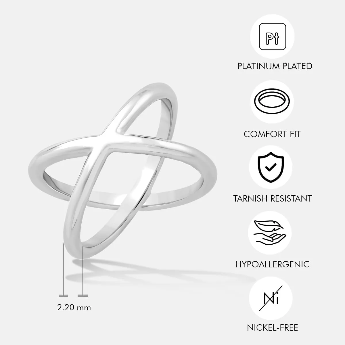 14K Gold or Platinum Plated Criss-Cross Ring for Women | Size 5 to 9