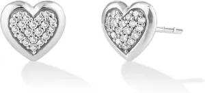 14K Gold or Platinum Plated Heart Stud Earrings for Women with Cubic Zirconia