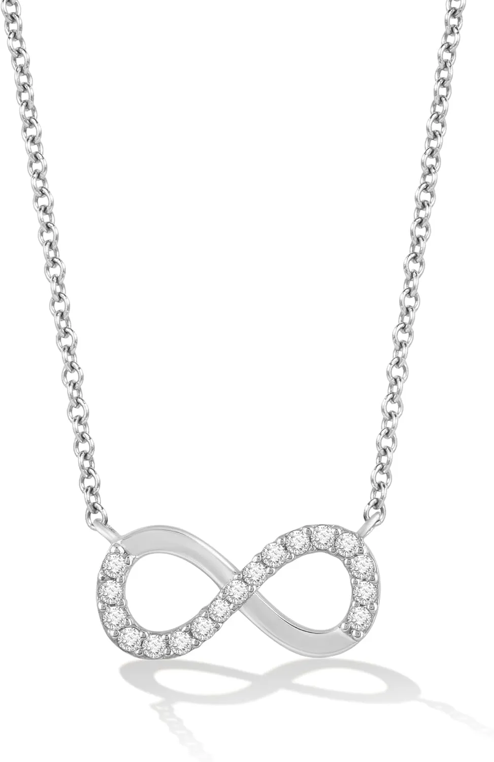 14K Gold or Platinum Plated Infinity Pendant Necklace for Women with Cubic Zirconia | 18" Cable Chain