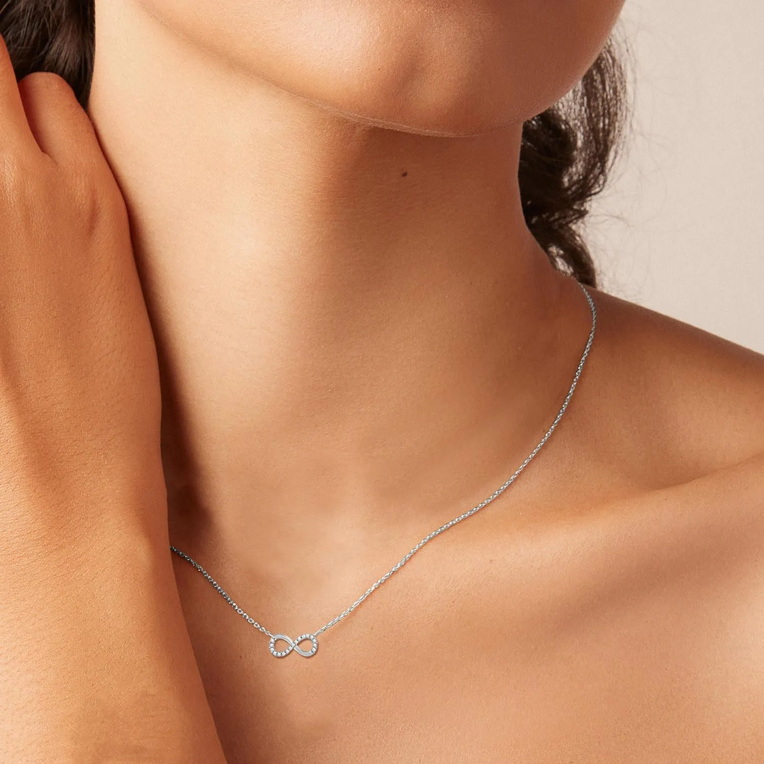 14K Gold or Platinum Plated Infinity Pendant Necklace for Women with Cubic Zirconia | 18" Cable Chain