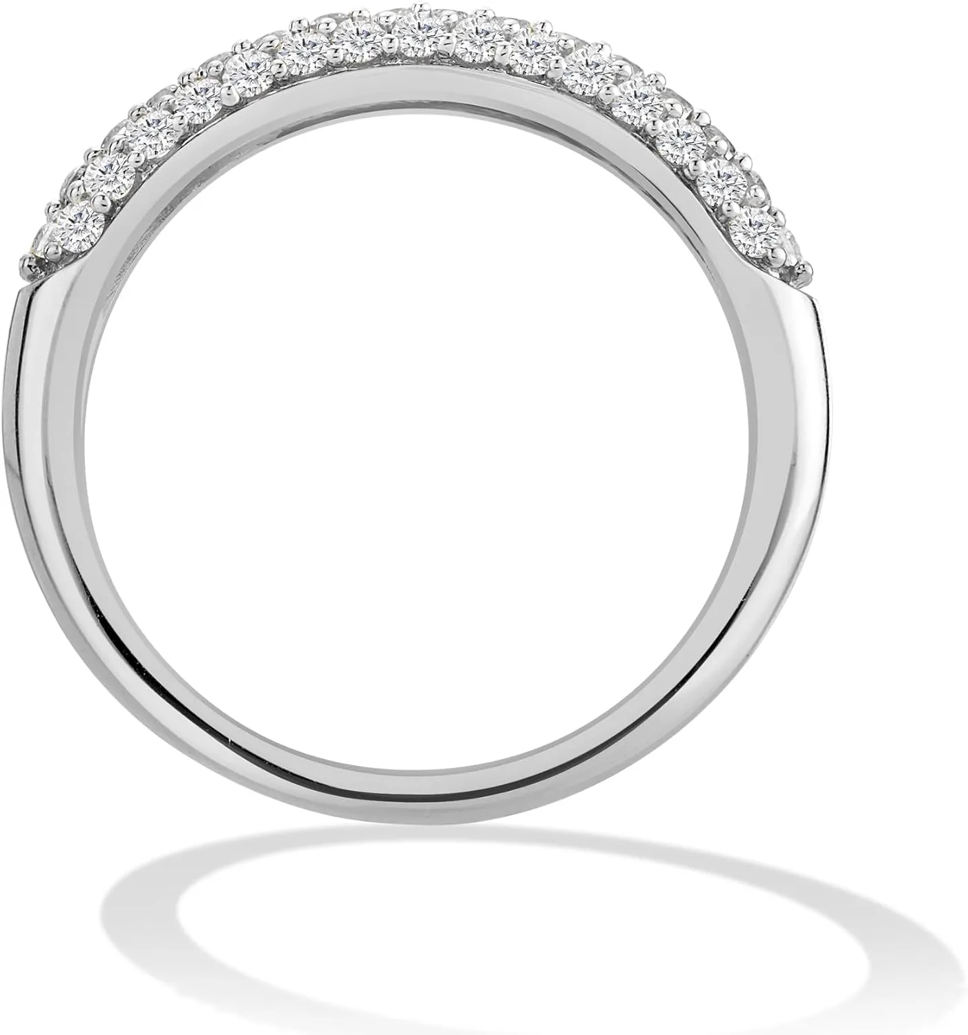 14K Gold or Platinum Plated Three Row Domed Band Ring for Women with Cubic Zirconia | Size 5 to 9