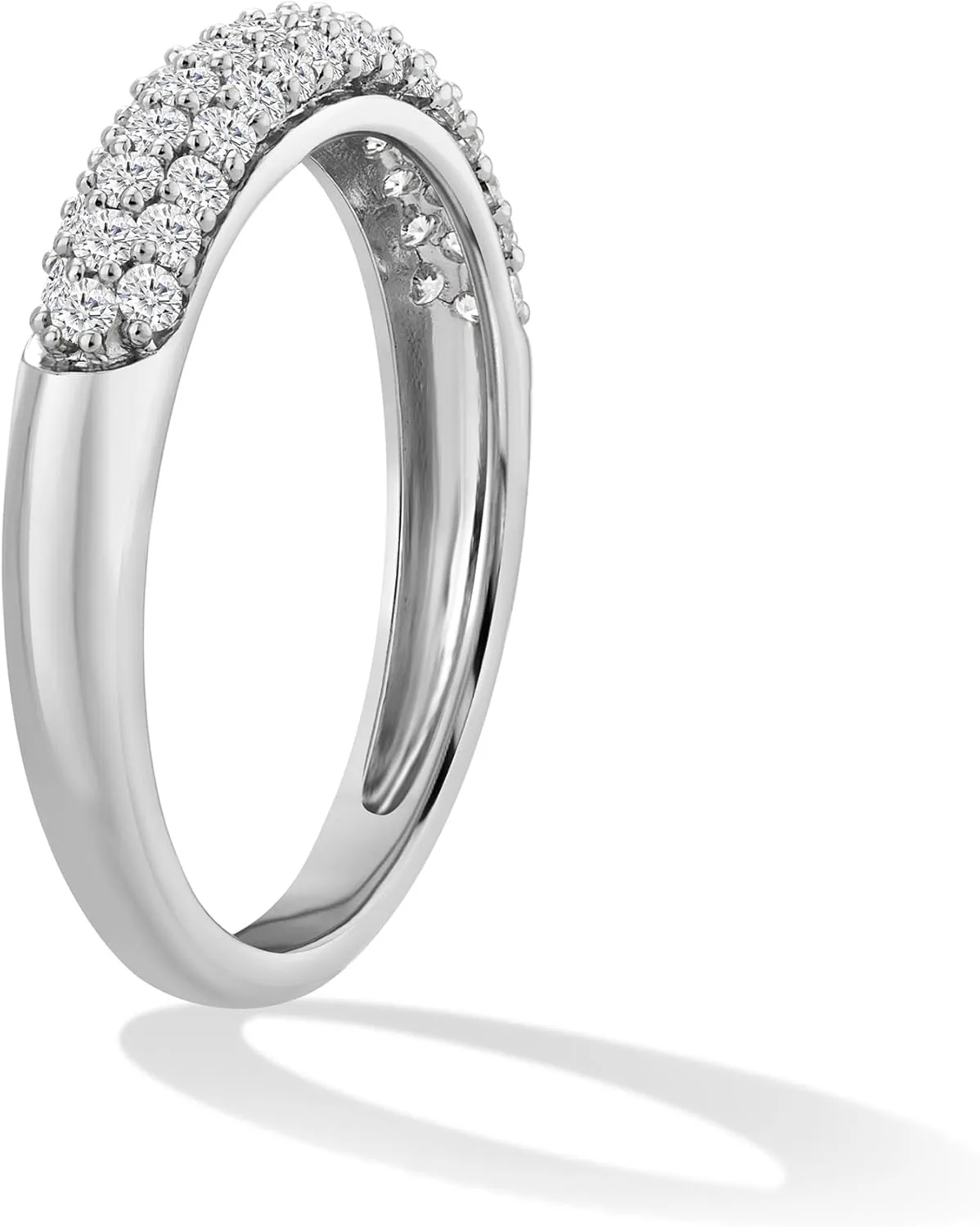 14K Gold or Platinum Plated Three Row Domed Band Ring for Women with Cubic Zirconia | Size 5 to 9