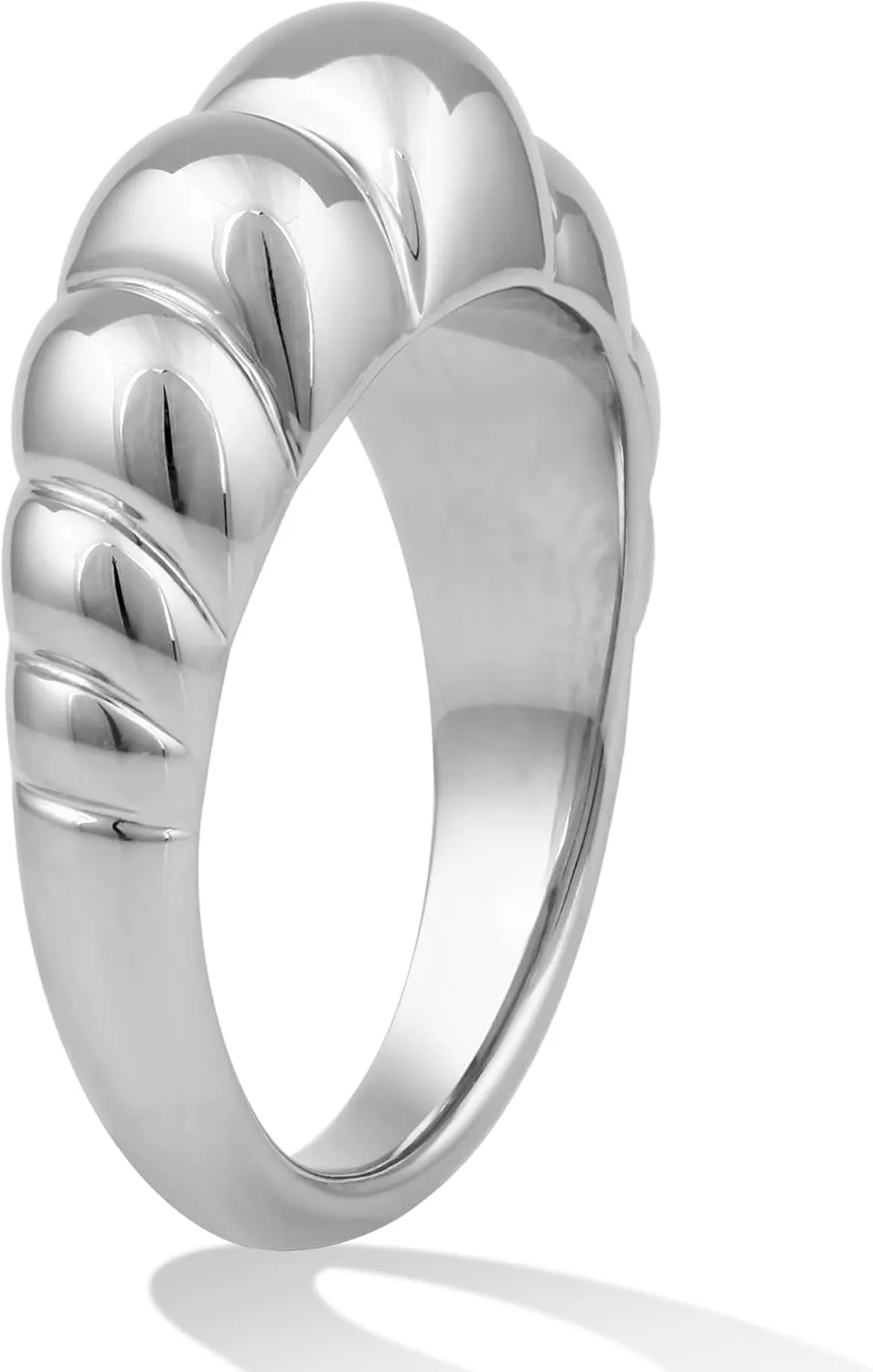 14K Gold or Platinum Plated Wide Croissant Ring for Women | Size 5 to 9