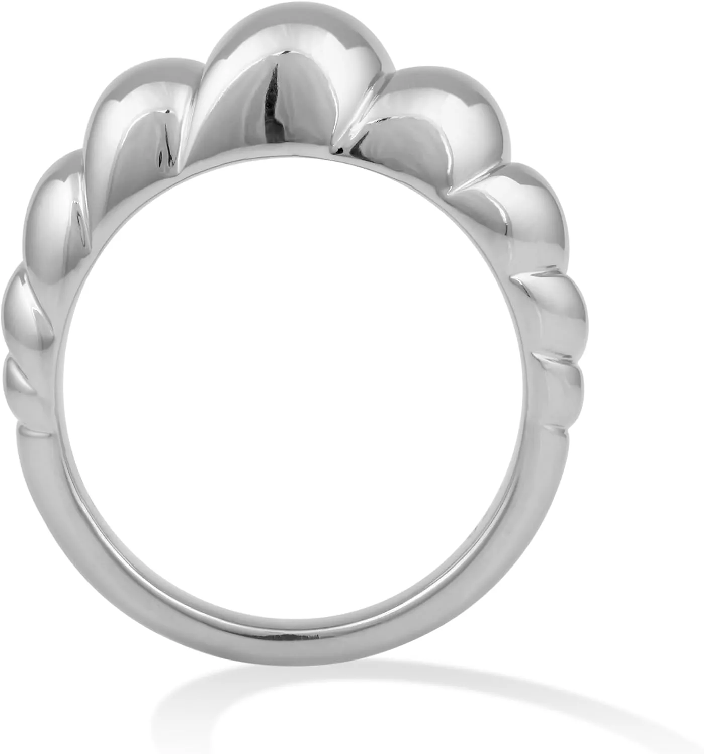 14K Gold or Platinum Plated Wide Croissant Ring for Women | Size 5 to 9