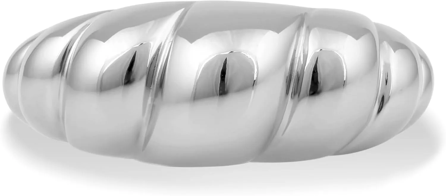 14K Gold or Platinum Plated Wide Croissant Ring for Women | Size 5 to 9