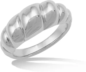 14K Gold or Platinum Plated Wide Croissant Ring for Women | Size 5 to 9