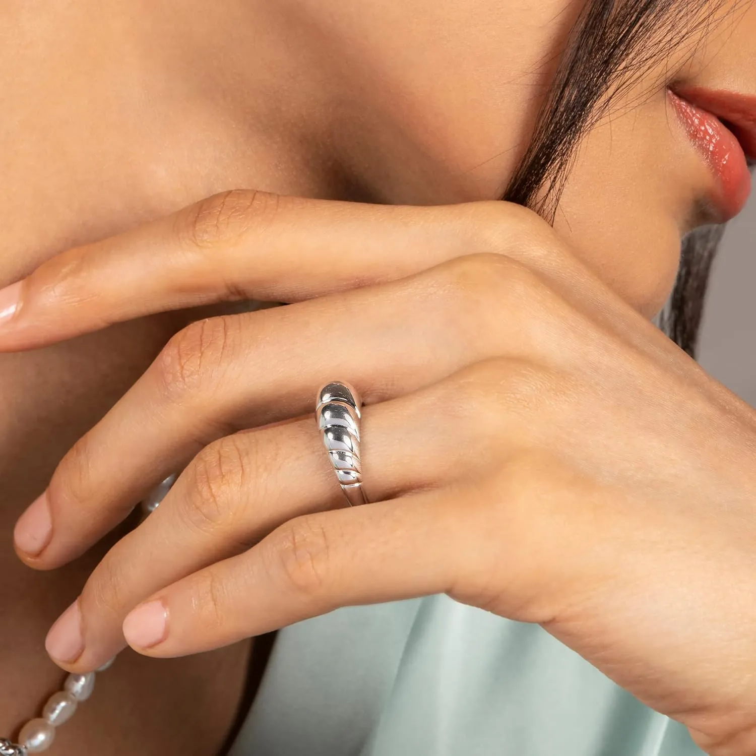 14K Gold or Platinum Plated Wide Croissant Ring for Women | Size 5 to 9