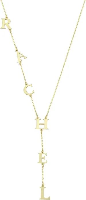 14K Solid Gold or Gold Plated Personalized Lariat Necklace, Initial Y Necklace, Drop Name Necklace, Custom Letter Necklace, Gift for Her