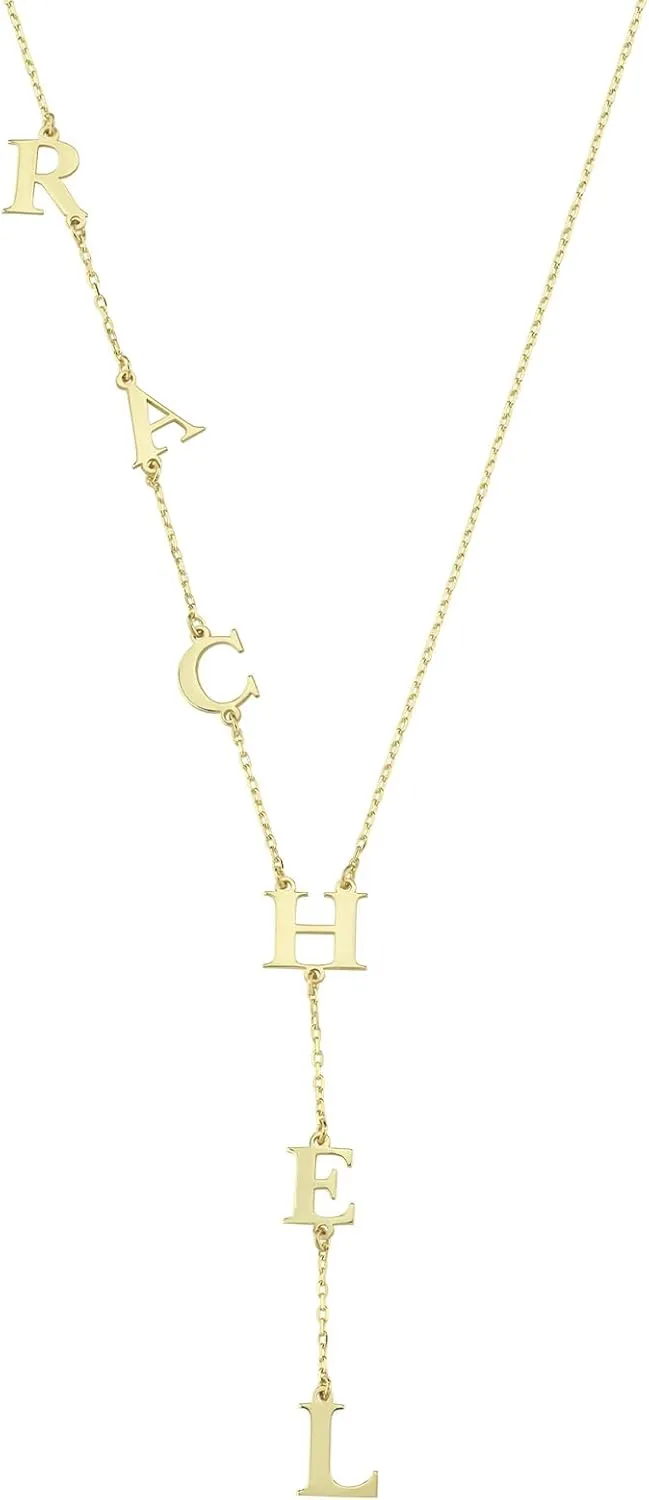 14K Solid Gold or Gold Plated Personalized Lariat Necklace, Initial Y Necklace, Drop Name Necklace, Custom Letter Necklace, Gift for Her