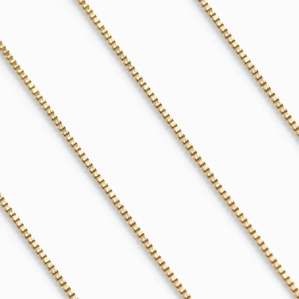 14K Solid Yellow Gold Box Chain Necklace for Women & Men, Gold Jewelry for Gift(0.6mm,1mm - Available in 16-24 Inch Lengths)