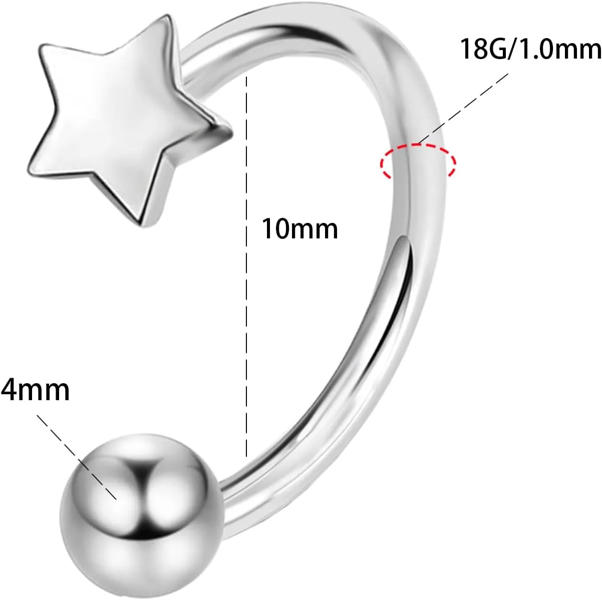 16G Lip Rings Septum Rings 316L Stainless Steel Daith Helix Tragus Cartilage Earrings Hoop Rook Lobe Lip Piercing for Women Men