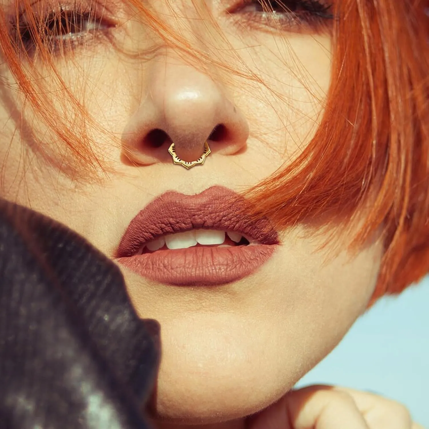 16G Septum Ring for Women 316L Surgical Steel Nose Ring Hoop Septum Clicker Daith Rings Cartilage Earring Hinged Conch Piercing Jewelry 1pcs