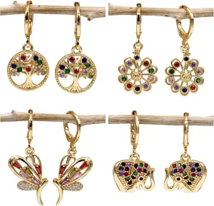 18K Gold Plated, 4 Pairs Small Huggie Hoop Earrings Set for Women, Heart Swirl Design, Hypoallergenic Cubic Zirconia Earrings, Lightweight, gold hoops, gold earrings, Jewelry for Gifts, Fashion