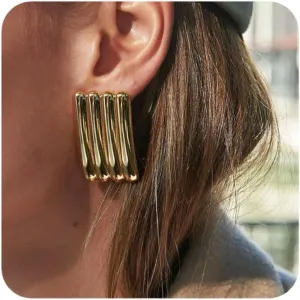 18K Gold Plated Stainless Steel Earrings for Women - Trendy Irregular Chunky Statement Drop Earrings