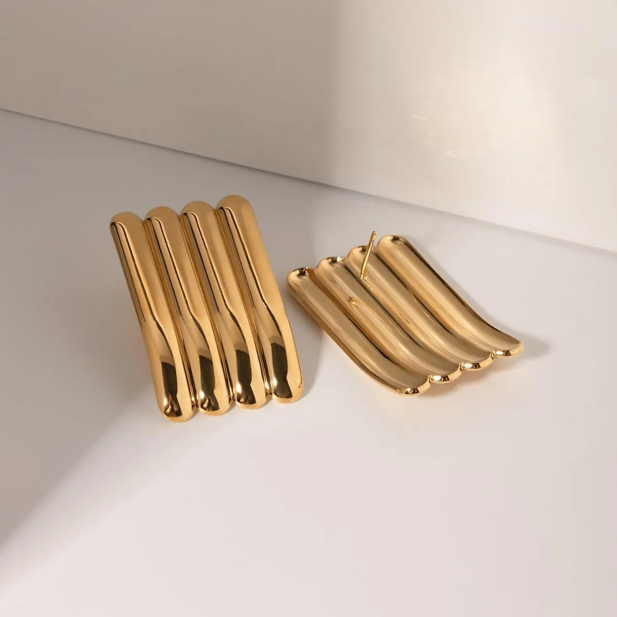 18K Gold Plated Stainless Steel Earrings for Women - Trendy Irregular Chunky Statement Drop Earrings