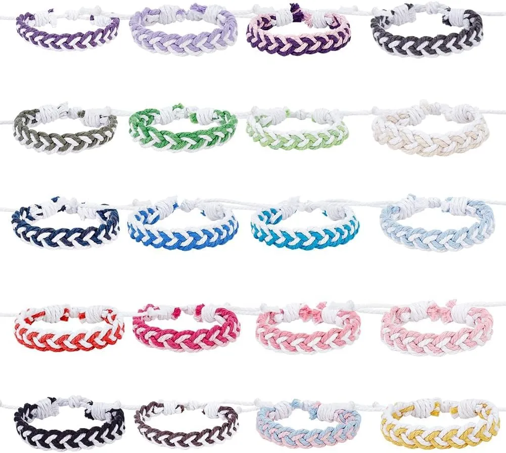 20 PCS Sailor Knot Rope Bracelets for Women & Men - Adjustable Wedding, Birthday & Friendship Gift Set - Handmade Braided Cotton Knot Bracelets