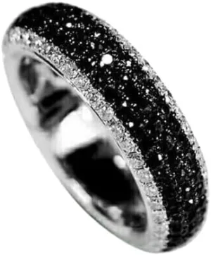 2.00Ct Round Cut Black Lab Created White Diamond Half Eternity Wedding Band Ring, 14K White Gold Finish