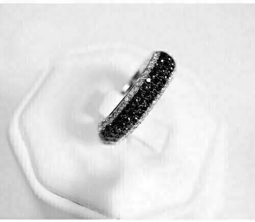 2.00Ct Round Cut Black Lab Created White Diamond Half Eternity Wedding Band Ring, 14K White Gold Finish