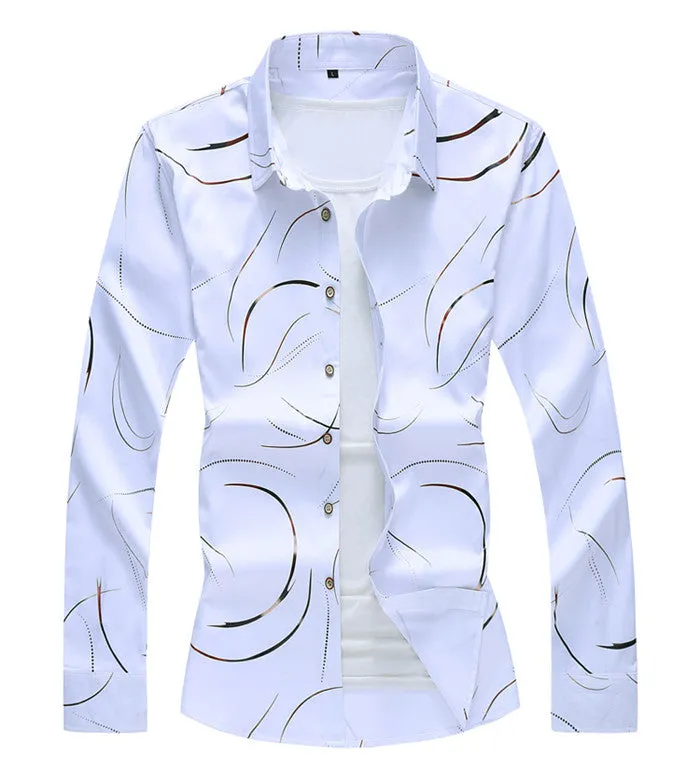 2020 Autumn New Men's Printed Shirt Fashion Casual White Long Sleeve Shirt Male Brand Clothes Plus Size 5XL 6XL 7XL