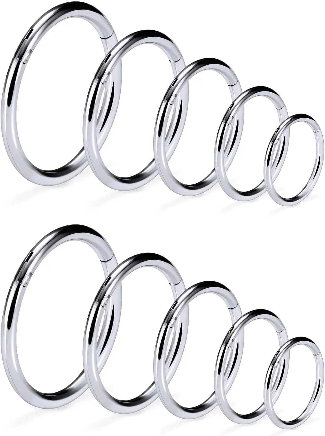 20G 18G 16G 14G F136 Titanium Nose Ring Hoop Seamless Hinged Clicker Segment Septum Nose Lip Ring Hoop Snug Daith Rook Conch Tragus Helix Cartilage Earring Hoop Piercing Jewelry for Women Men