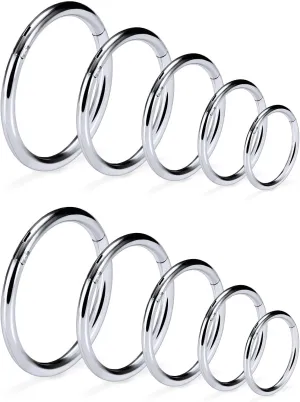 20G 18G 16G 14G F136 Titanium Nose Ring Hoop Seamless Hinged Clicker Segment Septum Nose Lip Ring Hoop Snug Daith Rook Conch Tragus Helix Cartilage Earring Hoop Piercing Jewelry for Women Men
