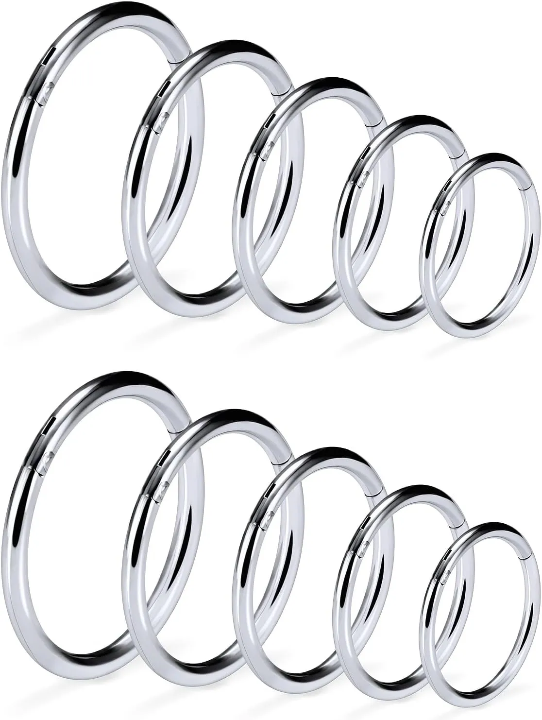 20G 18G 16G 14G F136 Titanium Nose Ring Hoop Seamless Hinged Clicker Segment Septum Nose Lip Ring Hoop Snug Daith Rook Conch Tragus Helix Cartilage Earring Hoop Piercing Jewelry for Women Men