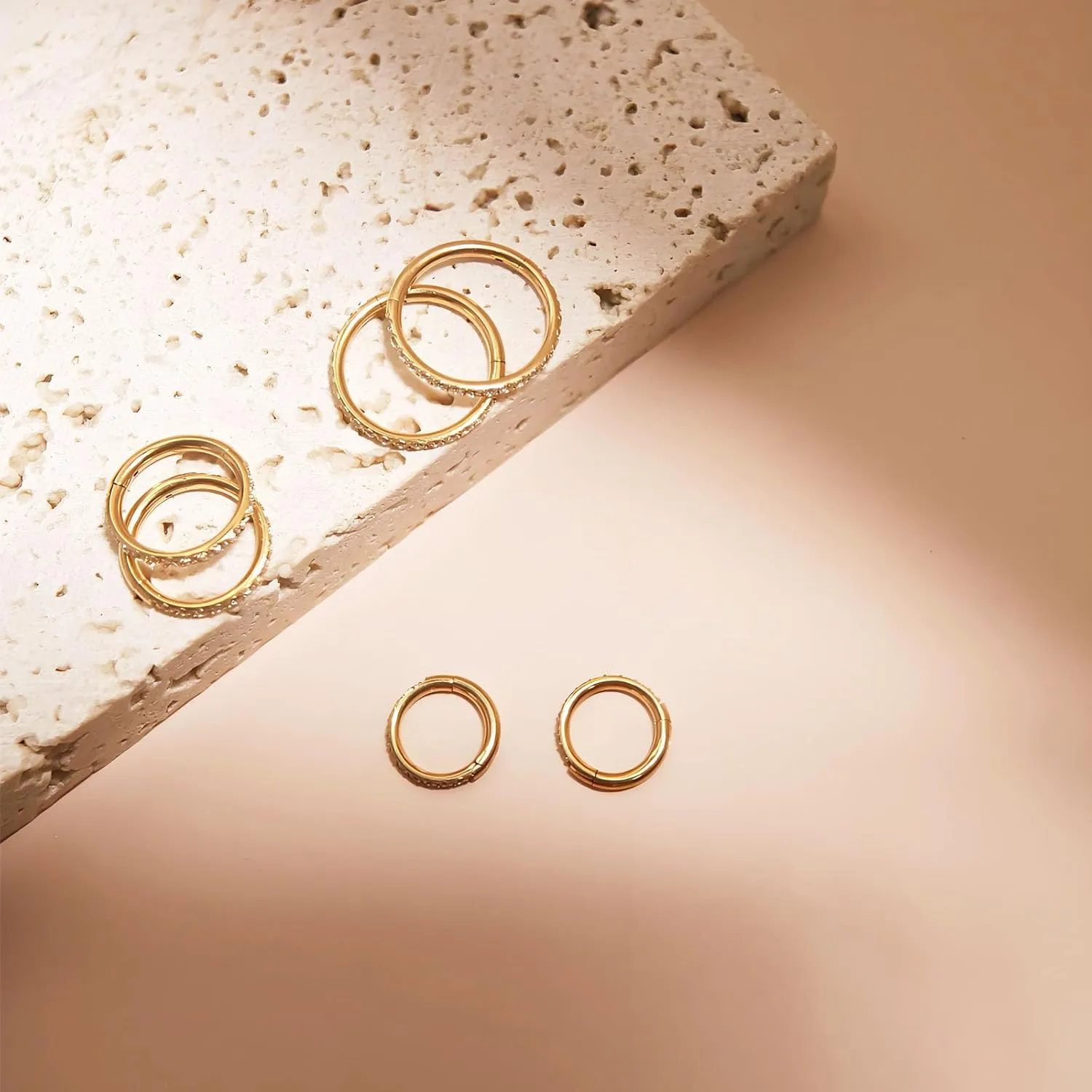 20G 18G 16G Nose Rings Hoops Surgical Steel CZ Hinged Segment Rings Septum Nose Hoops Conch Helix Tragus Cartilage Snug Daith Rook Lobe Piercing Jewelry 6mm 8mm 10mm