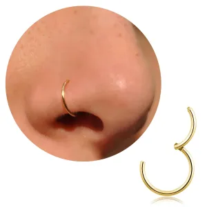 20G 18G 16G Titanium Nose Ring Hoop, Cartilage Hoop Earrings for Women Men Silver Gold Nose Ring Septum Ring Tragus Conch Helix Daith Lip Piercing Jewelry 6mm/7mm/8mm/9mm/10mm (Gold-20g, 9mm)