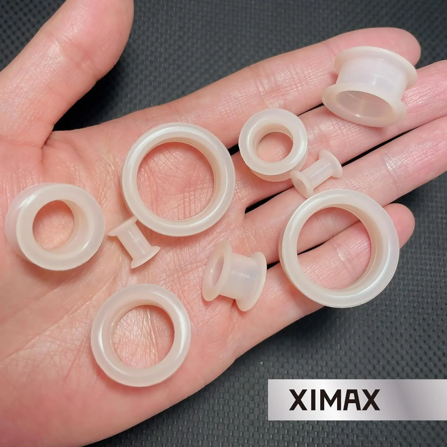 2PCS Ear Gauges Flesh Tone Thick Wall Silicone Double Flared Flesh Skin Tone Black Ear Gauges Tunnel Plugs Stretchers Expander for Women Men 8G-1" 3-25mm