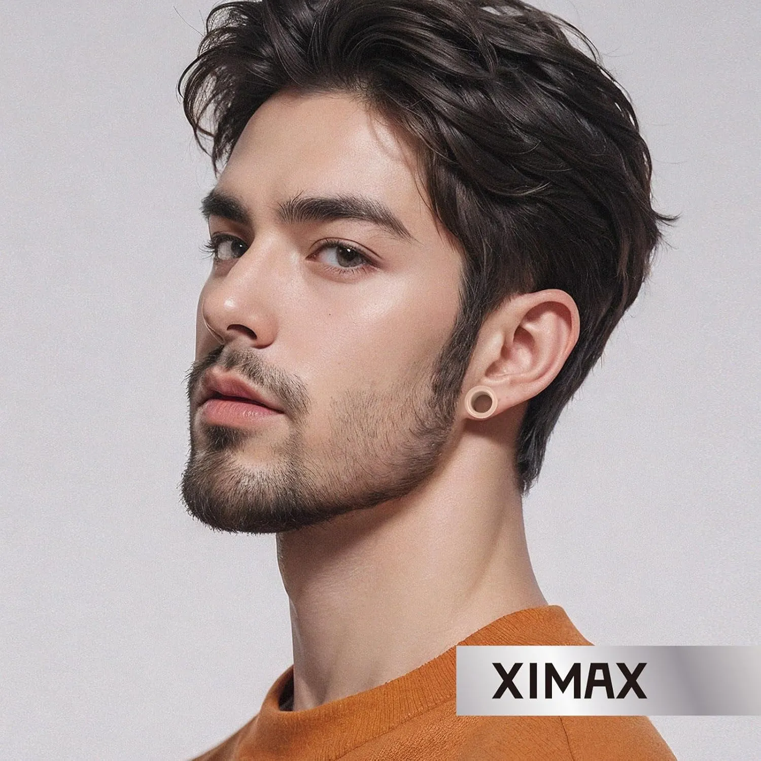 2PCS Ear Gauges Flesh Tone Thick Wall Silicone Double Flared Flesh Skin Tone Black Ear Gauges Tunnel Plugs Stretchers Expander for Women Men 8G-1" 3-25mm