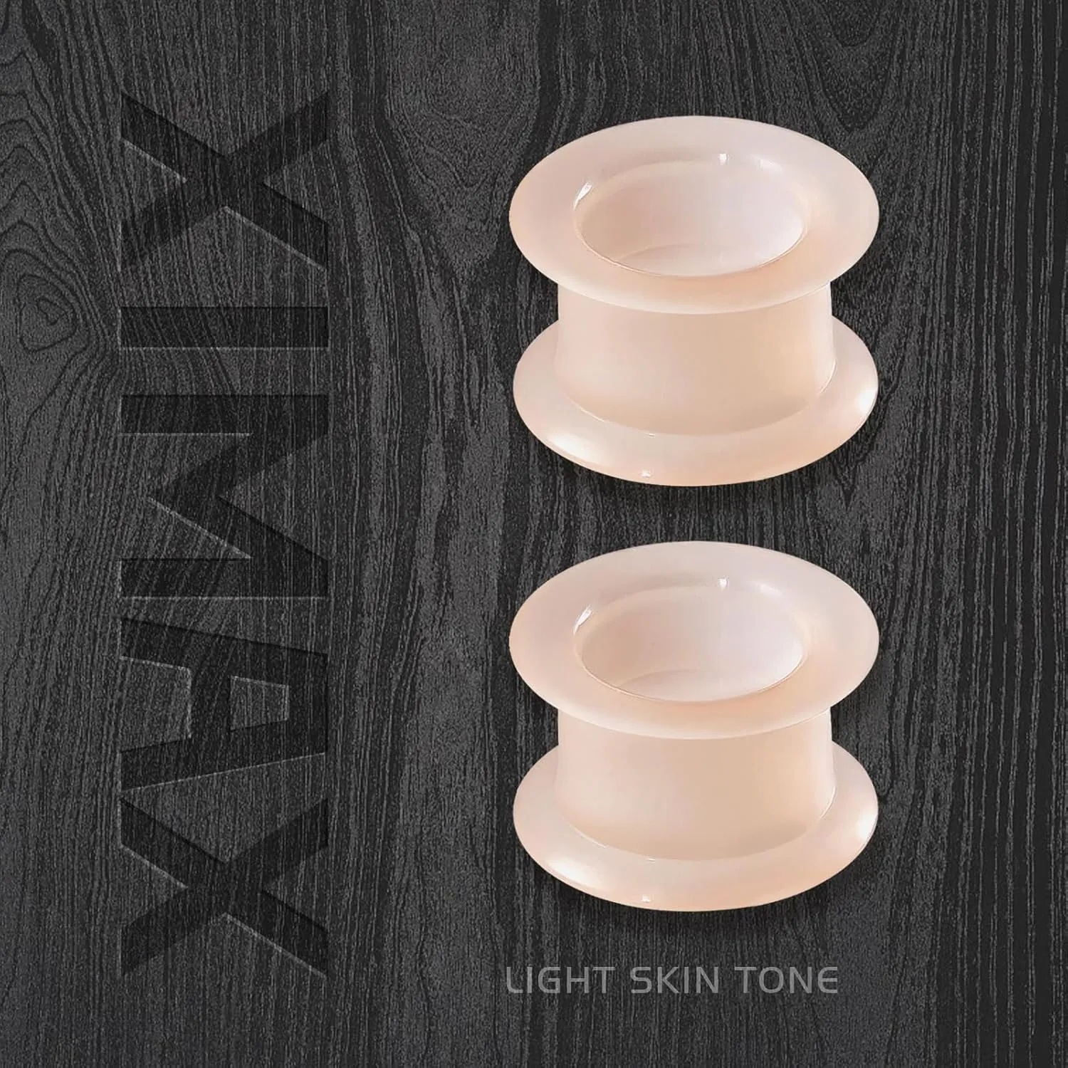 2PCS Ear Gauges Flesh Tone Thick Wall Silicone Double Flared Flesh Skin Tone Black Ear Gauges Tunnel Plugs Stretchers Expander for Women Men 8G-1" 3-25mm