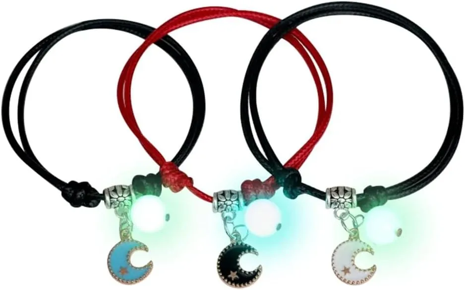 3 Pcs Couple Bracelets Moon Cat Bangles for Friendship Sister Women Man Wish Jewelry