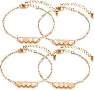 3 Sisters Bracelets Best Friends Necklace for 3 Set of 3 Heart Bracelets 3 BFF 3 Bestie Long Distance Friendship Gift