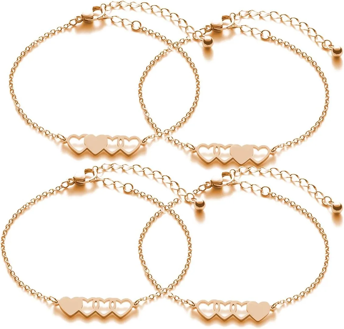 3 Sisters Bracelets Best Friends Necklace for 3 Set of 3 Heart Bracelets 3 BFF 3 Bestie Long Distance Friendship Gift