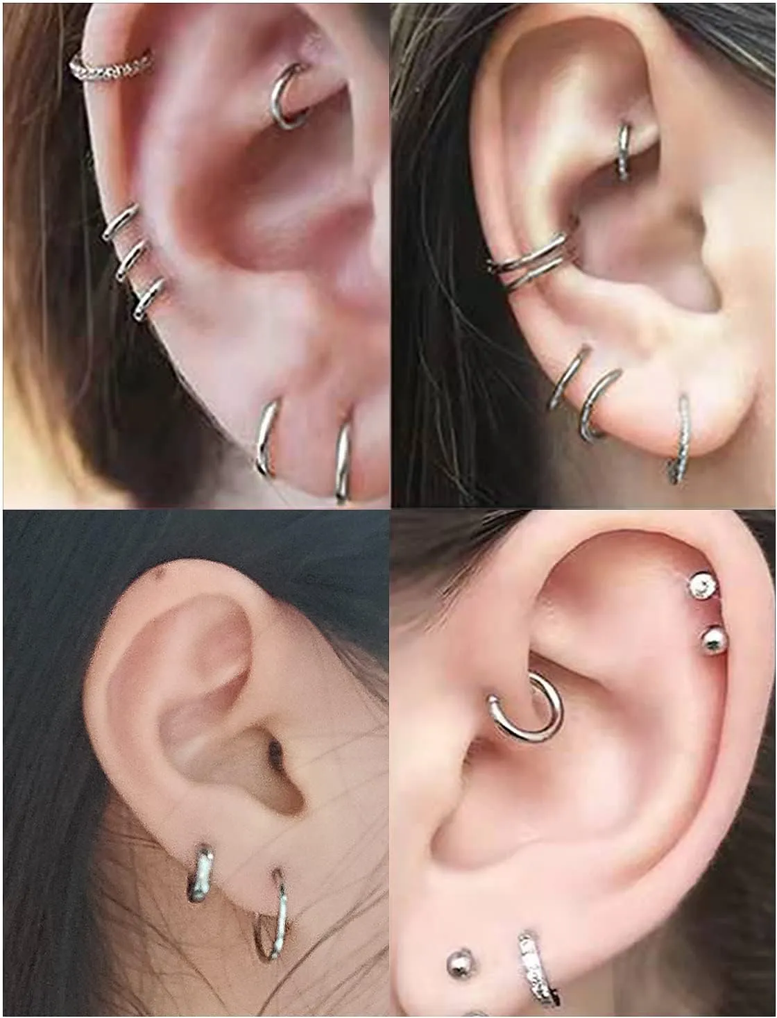 5 Pairs 16G Nose Rings Hoops 316l Surgical Steel Septum Jewelry Hinged Segment Clicker Lip Ring Cartilage Tragus Rook Earrings Hoop 8mm 10mm 12mm 14mm 16mm Silver Black Gold Rainbow Rose Gold