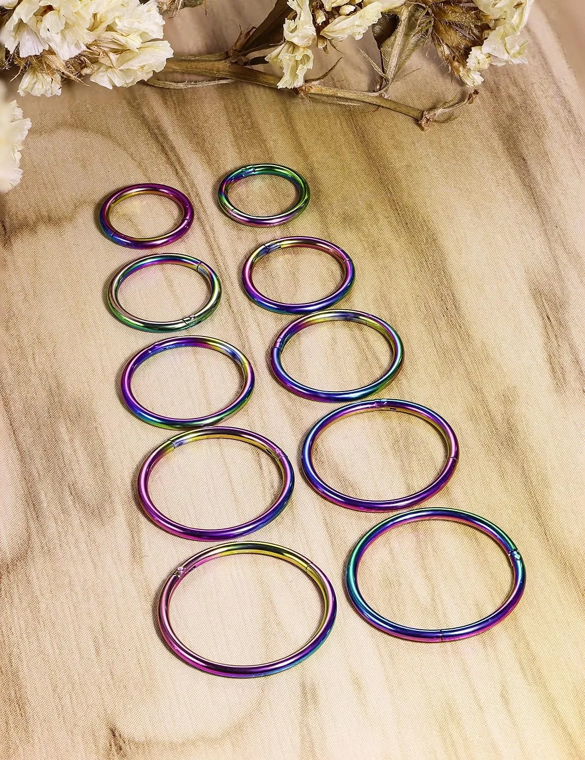 5 Pairs 16G Nose Rings Hoops 316l Surgical Steel Septum Jewelry Hinged Segment Clicker Lip Ring Cartilage Tragus Rook Earrings Hoop 8mm 10mm 12mm 14mm 16mm Silver Black Gold Rainbow Rose Gold