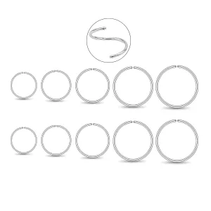 5 Pairs Handmade 925 Sterling Silver Nose Ring Hoop Small Hoop Earrings set for Cartilage Tragus Helix Multiple Piercing Jewelry 6mm 7mm 8mm 9mm 10mm