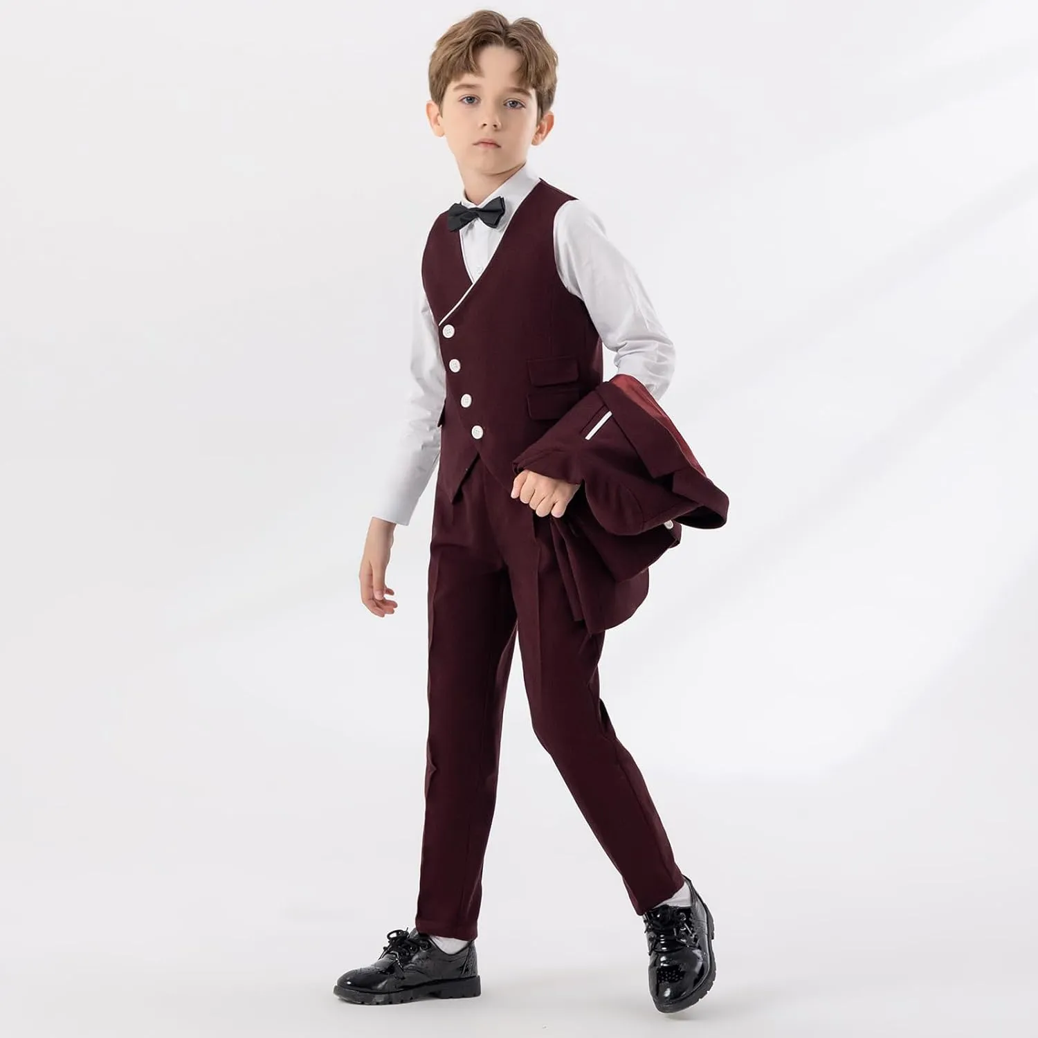5 Piece Suits for Boys Formal Slim Fit Suit Set Wedding Ring Bearer Outfits Kids Tuxedo Suit First Communion Outfits